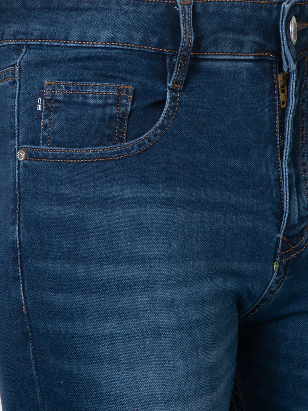 Men Mid Blue Narrow Fit Denim - Image 3