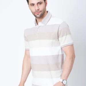 Mens Horizontal Striper Polo Neck Tshirt