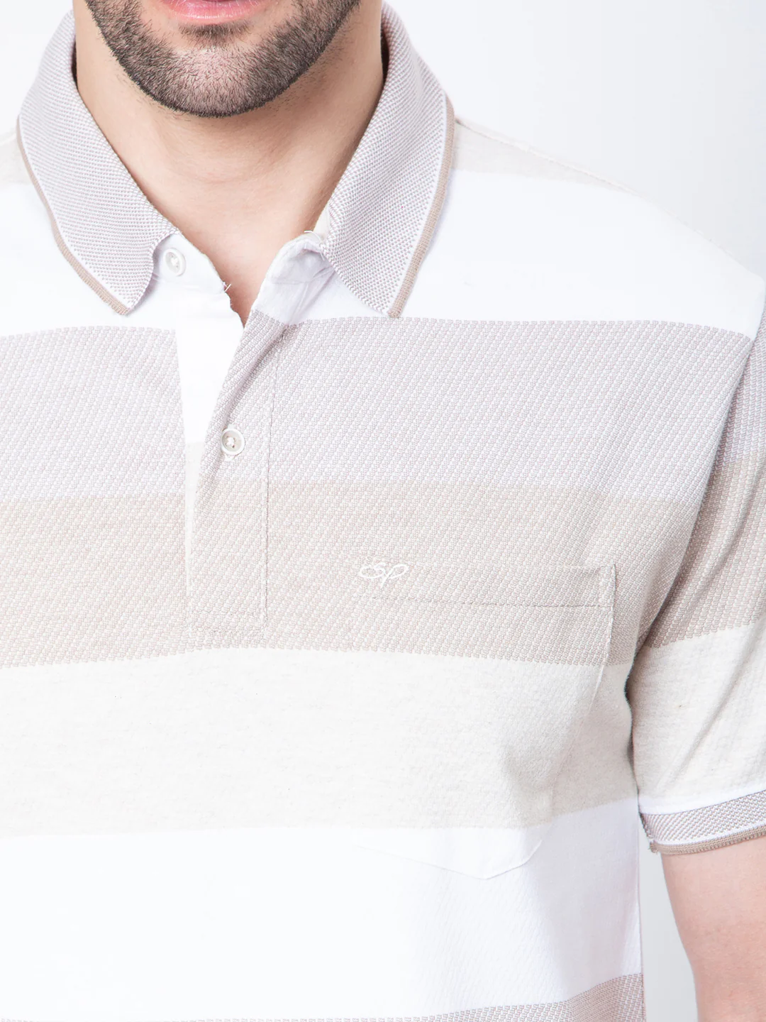 Mens Horizontal Striper Polo Neck Tshirt - Image 2